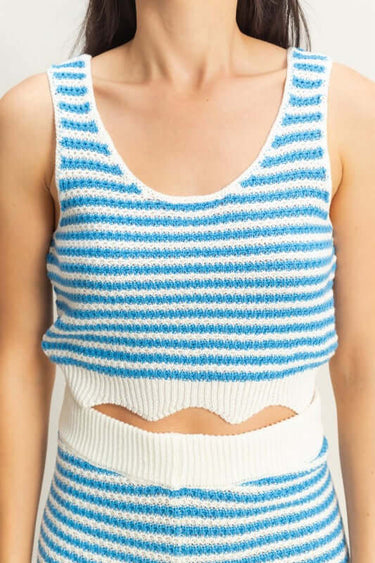 HYFVE striped sleeveless tank and shorts loungewear set featuring a casual, comfortable design with vertical stripe patterns.