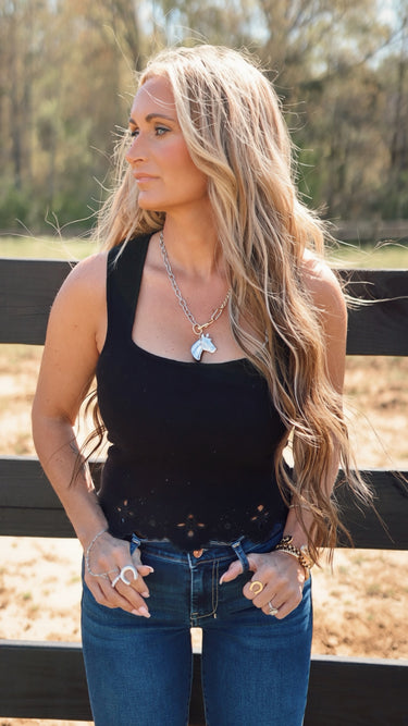 18" 18K Two Toned Plated Chain Necklace with Horse Pendant West and Co