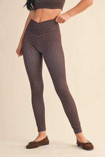Polka Dot Print High Waist Crossover Legging