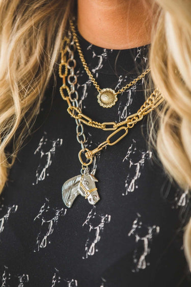 15" 18K Gold Plated Dainty Concho Necklace - Cowgirl Charm