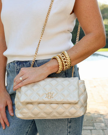 Caroline Hill Quilted Vegan Leather Chain Shoulder Bag – Elegant Crossbody Purse for Women