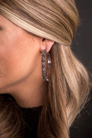 2" Burnished Silver Scalloped Hoop Earring - Cowgirl Charm