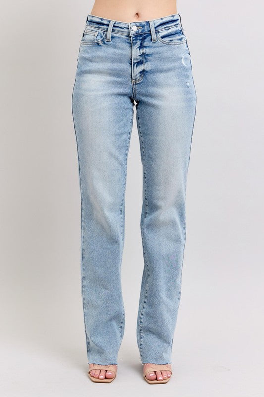 Judy Blue High Waist Light Wash Dad Jeans – Relaxed Fit Denim