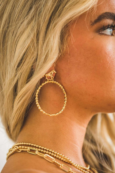 2.5" 18K Gold Plated Dangle Hoop Earrings on Buckin Horse - Cowgirl Charm