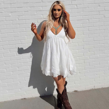 White Lumi Textured Mini Dress