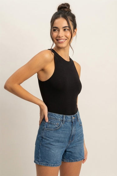 Essential Double-Lined High Neck Bodysuit – Black & White