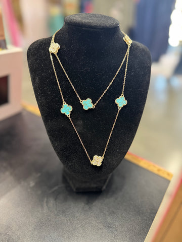 Turquoise & Diamond Pendant Necklace