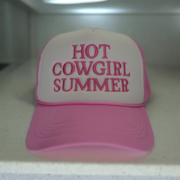 Hot Cowgirl Summer Trucker Hat - Light Pink Embroidery