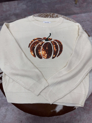 Pumpkin Glitter Sweater - Cowgirl Charm