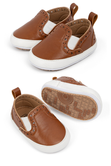 Brown Pleather slide of baby shoes