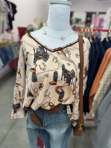 Half Sleeve Western Top