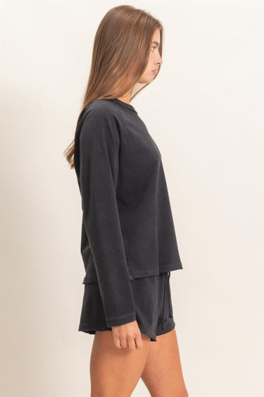 Vintage Wash Lounge Set | Women's Two-Piece Pullover & Shorts Set
