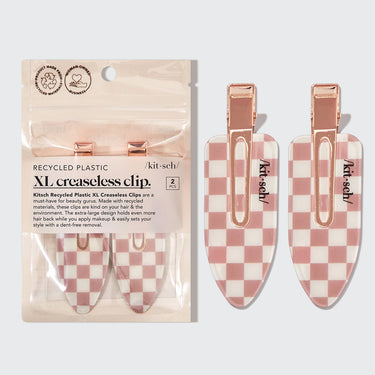 KITSCH recycled plastic XL creaseless clips in terracotta color, 2-piece set, holding hair smoothly without creases