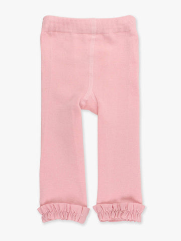 Girls Pink Footless Ruffle Tights
