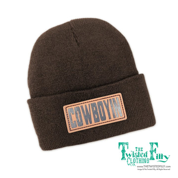Cowboyin' Leather Patch Kids Beanie