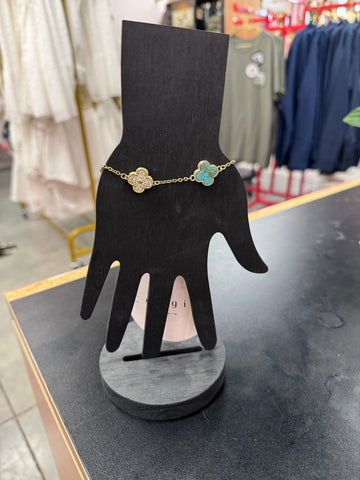 Turquoise & Diamond Pendant Bracelet