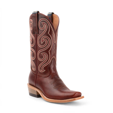 HYER Meriden women's cowboy boots in merlot cowhide with cutter toe design, Western style, HW42019.