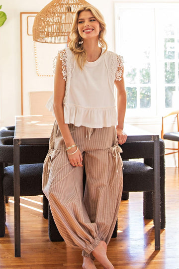 Striped Drawstring Jogger Pants