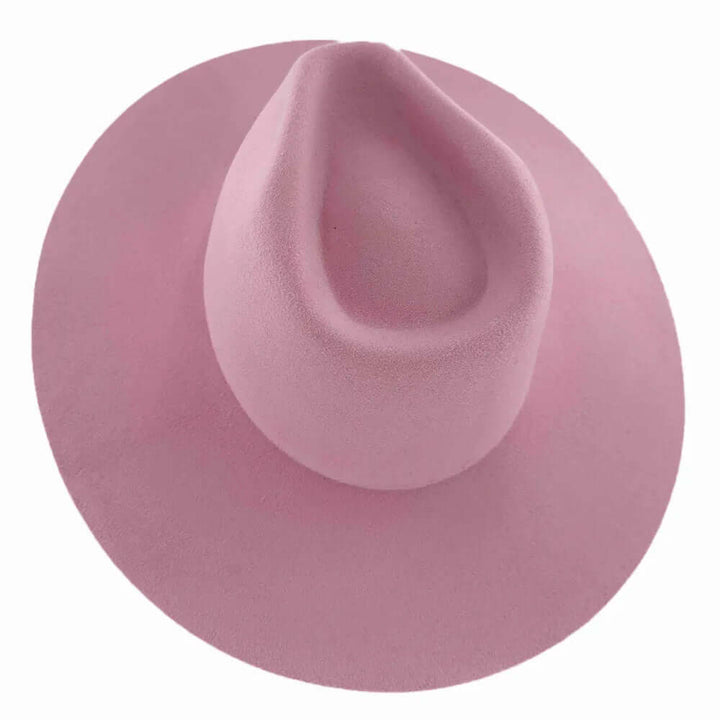 Women's wide brim felt fedora hat in cotton candy pink from American Hat Maker with a stylish and classic design.