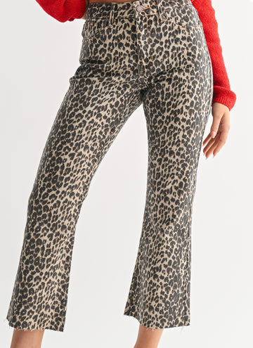 Leopard Distressed Hem Jeans