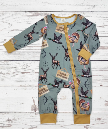 Gone Hunting Baby Zipper Romper