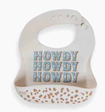 Howdy Partner Silicone Bib – Blue Leopard Print