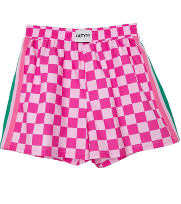 Hot Pink Checkered Print Boxer Shorts