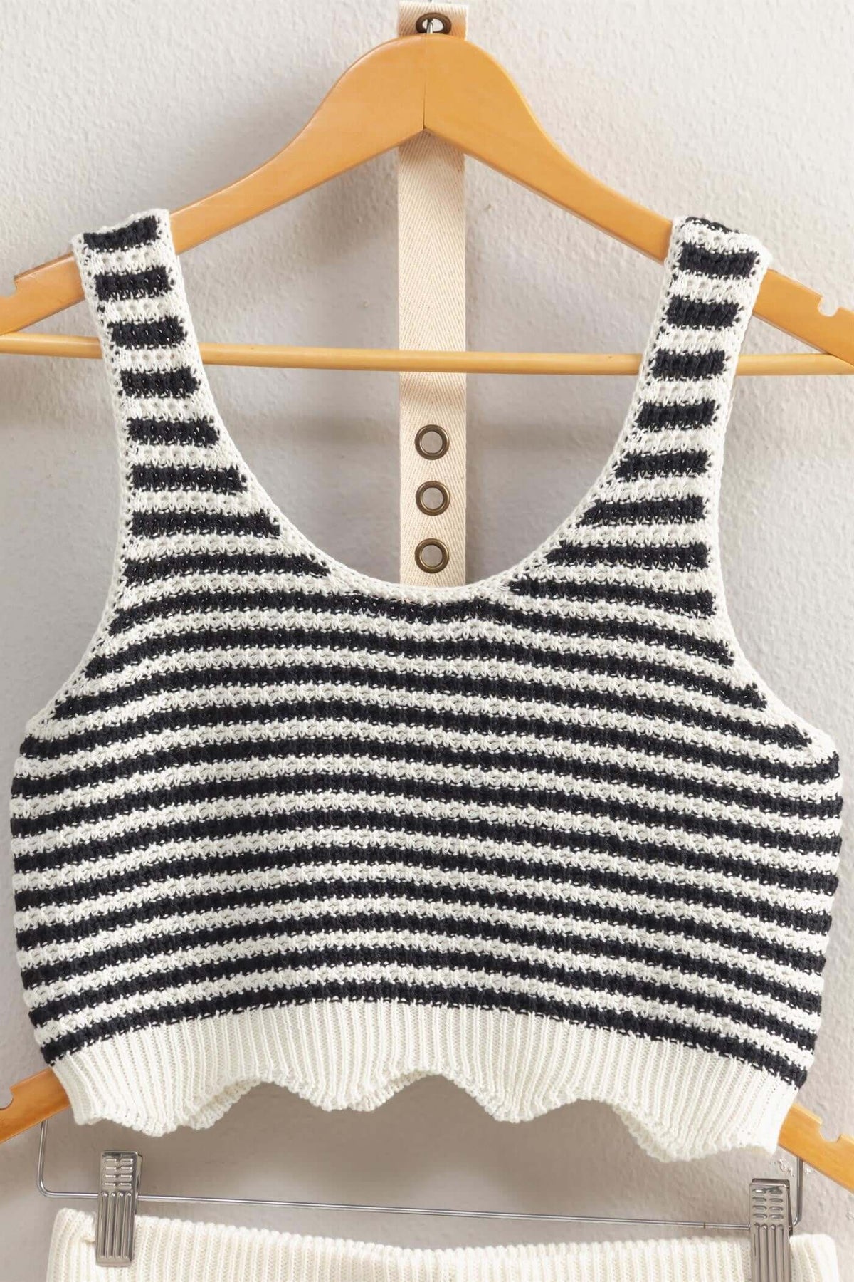 HYFVE striped sleeveless tank top and matching shorts set, casual summer outfit with bold horizontal stripes and relaxed fit.