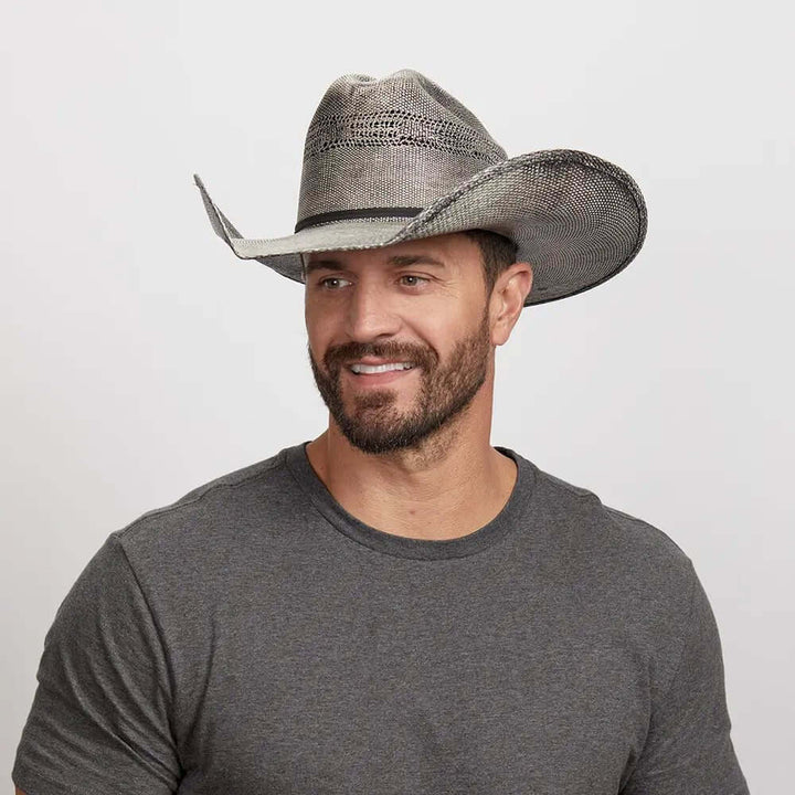 American Hat Maker Moonwalk men's Bangora straw cowboy hat with wide brim and classic Western style.