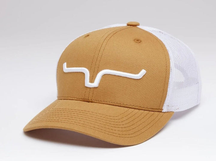 Brown Kimes Weekly Trucker Hat with curved brim and adjustable strap, casual accessories for outdoor and everyday wear.
