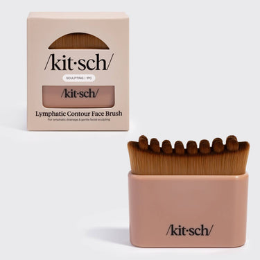 KITSCH Lymphatic Contour Face Brush in terracotta, showing a handheld facial massage brush with textured surface for lymphatic drainage.