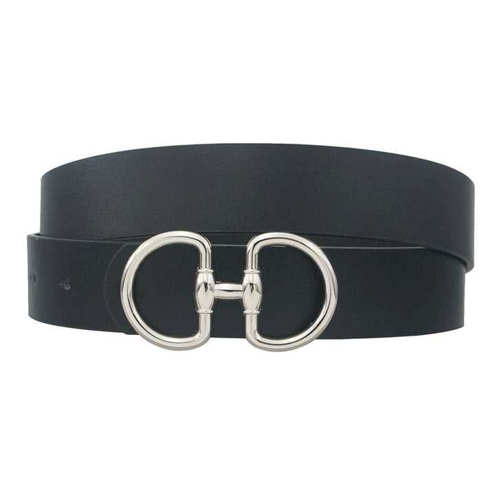 D LINK horsebit buckle belt by anbfashion featuring a classic horsebit design and adjustable strap in brown leather.