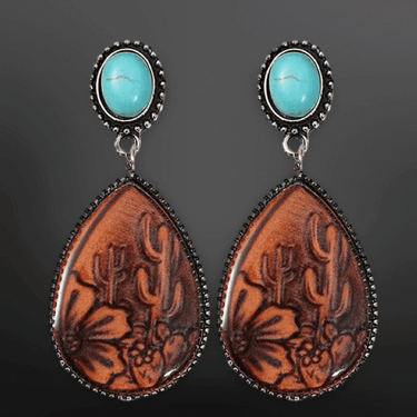 Desert Scape Cactus Western Earrings - Cowgirl Charm