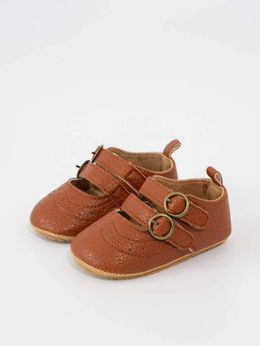 Double Buckle Mary Jane Baby Shoe Brown - Cowgirl Charm