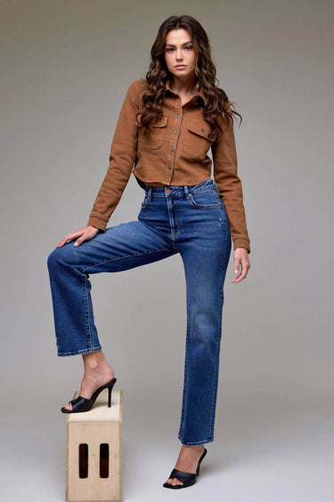 Ella Clean Stretch High Rise Classic Straight - Cowgirl Charm
