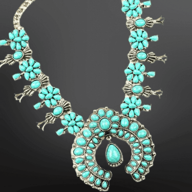 Faux Turquoise Squash Blossom Necklace - Cowgirl Charm