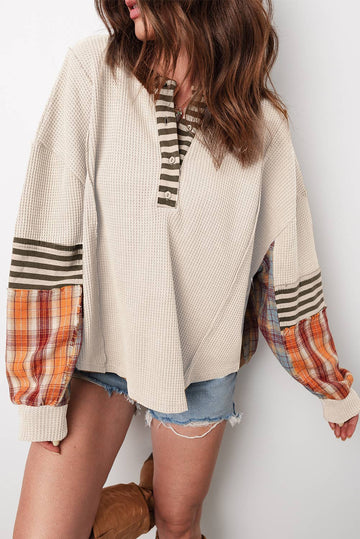 Stripe Plaid Patchwork Top
