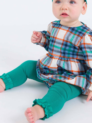 Girls Emerald Green Footless Ruffle Tights - Cowgirl Charm