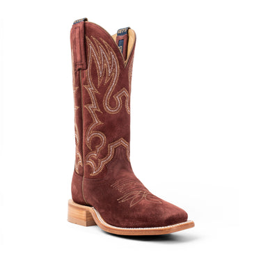 Hyer Boots Augusta Burgundy women's western boot in Burgundy Roughout Cowhide with a 13-inch shaft, Broad Square toe, and Stockman block heel.