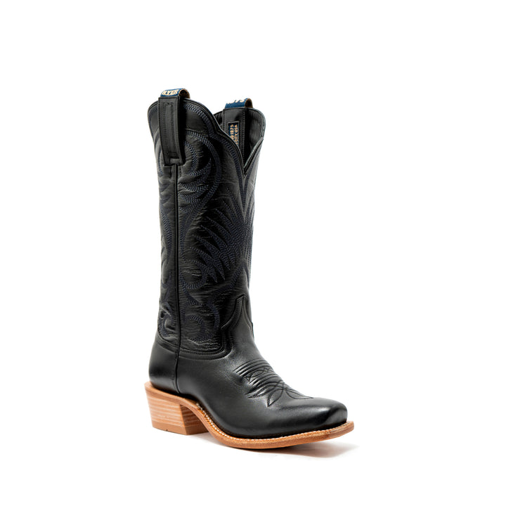 Hyer Leawood Black Women's Western Cowboy Boots with pointed toe and traditional stitching, stylish and durable for Western wear