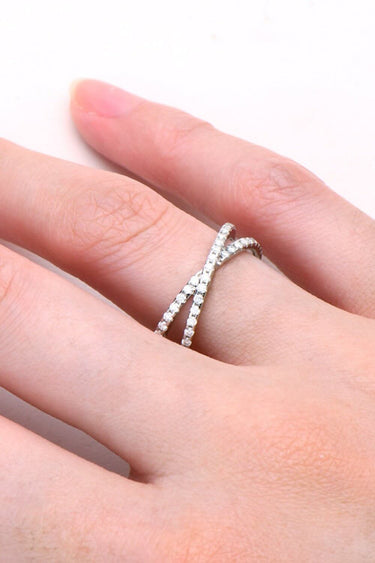 Moissanite Crisscross Ring – 925 Sterling Silver Infinity Band with 0.40 CT Stones - Cowgirl Charm