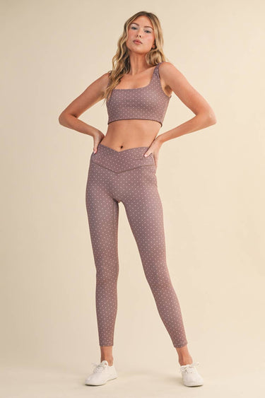 Polka dot print ruched bra top by Kimberly C featuring a fitted design and adjustable straps, perfect for casual wear.