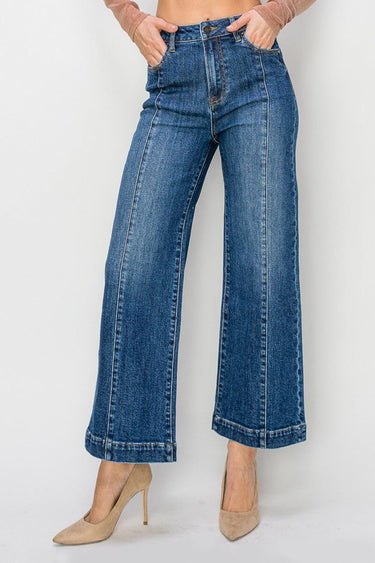 Risen Jeans High Rise Ankle Wide Jeans - Cowgirl Charm