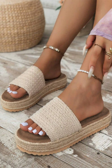 Seaside Soles Crochet Platform Sandals – Natural Beige - Cowgirl Charm
