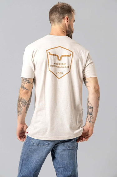 Kimes shielded trucker shirt graphic tee featuring a bold shield design on soft cotton fabric.