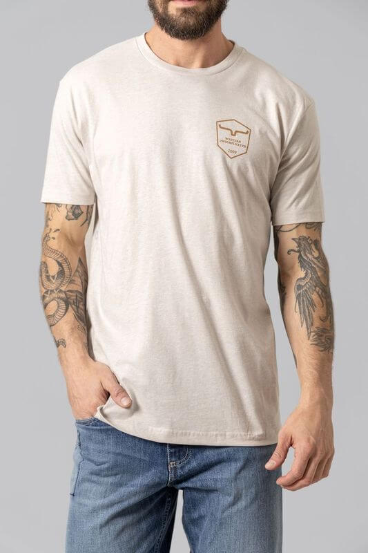 Kimes shielded trucker shirt featuring a bold graphic design on the front, casual fit, and classic trucker style.