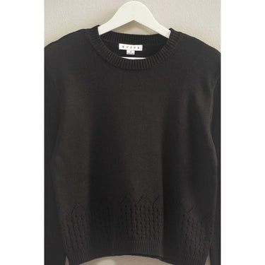 HYFVE eyelet-detailed long sleeve sweater featuring intricate eyelet patterns and a relaxed fit, perfect for casual wear.