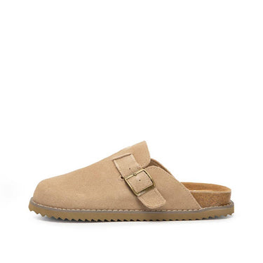 Yellow Box MAIBLE women's cork sole buckle strap mules, stylish yellow shoes with comfortable slip-on design.
