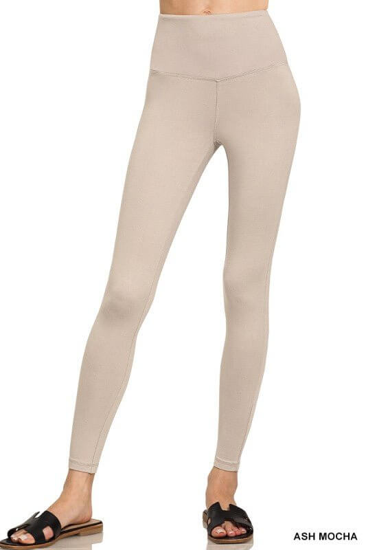 Zenana buttery soft high-waisted activewear leggings in black, designed for comfort and everyday wear.