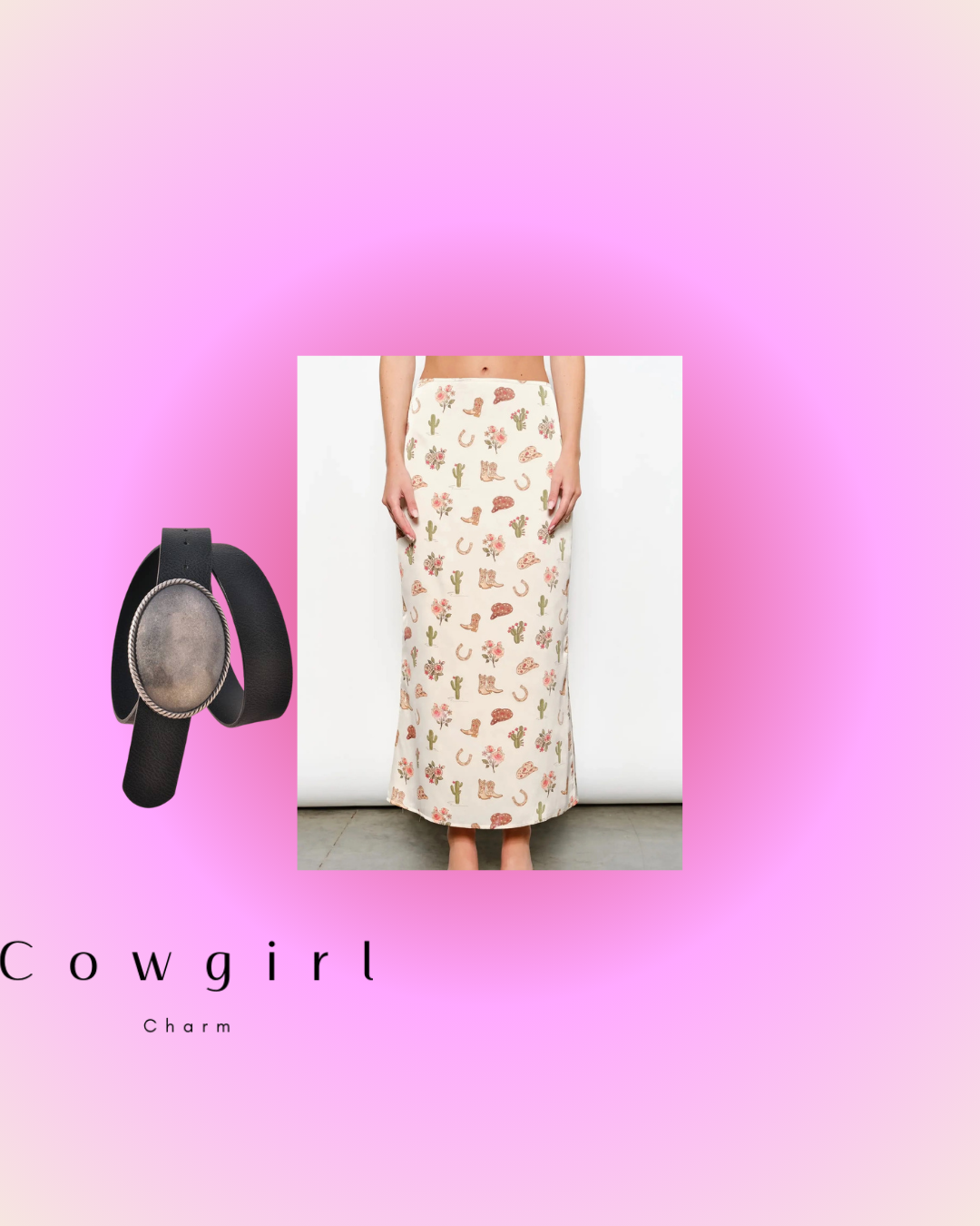 Cowboy Print Maxi Skirt